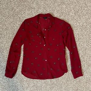 RW & Co sz Xs burgundy button top Sheeps Hearts